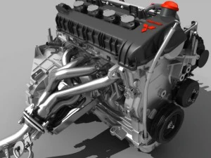 engine with transmission exhaust 3D Model