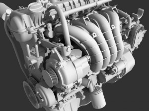engine with transmission exhaust Modelo 3D