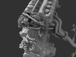 engine with transmission exhaust Modelo 3D