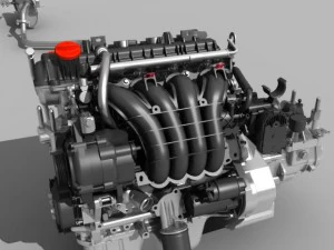 engine with transmission exhaust 3D Model