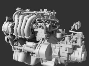 engine with transmission exhaust 3D Model