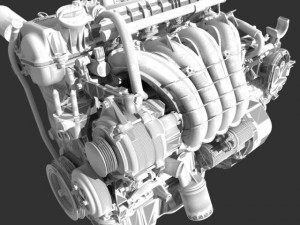 engine with transmission exhaust Modelo 3D