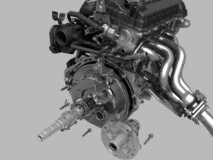 engine with transmission exhaust Modelo 3D