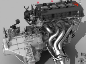 engine with transmission exhaust Modelo 3D