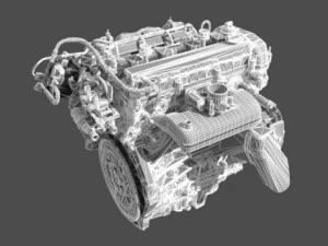 car 4 cylinder engine 01 3D Model