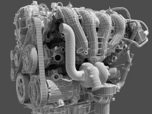 car 4 cylinder engine 01 3D Model