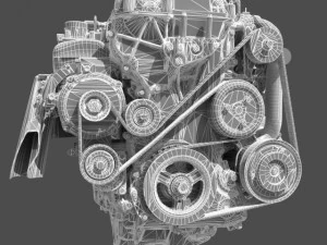 car 4 cylinder engine 01 3D Model