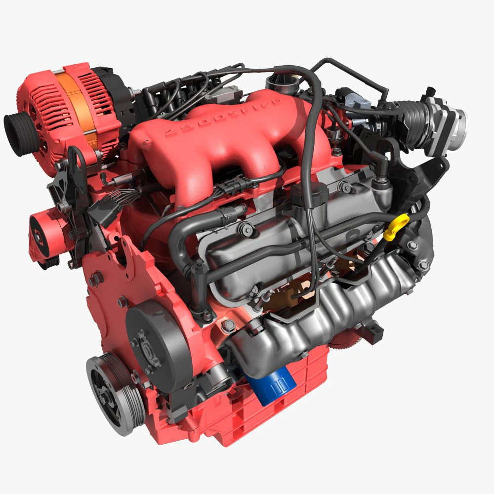 moteur v6 de voiture Modèle 3D .c4d .max .obj .3ds .fbx .stl .blend 