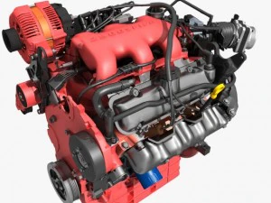 자동차 v6 엔진 3D 모델