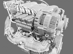 car v6 engine Modello 3D
