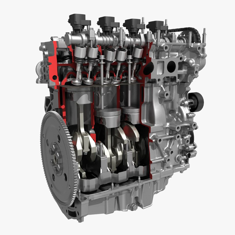 4 cylinder engine block cutaway 3D Model .c4d .max .obj .3ds .fbx .stl .blend 