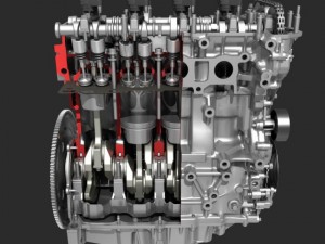 4 cylinder engine block cutaway 3D Модель