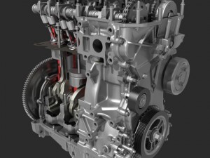 4 cylinder engine block cutaway 3D Модель