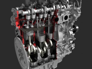 4 cylinder engine block cutaway 3D Модель
