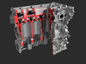 4 cylinder engine block cutaway 3D Модель
