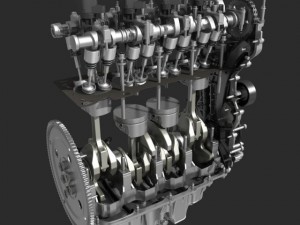 4 cylinder engine block cutaway 3D Модель