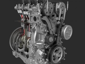 4 cylinder engine block cutaway 3D Модель