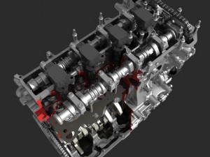 4 cylinder engine block cutaway 3D Модель