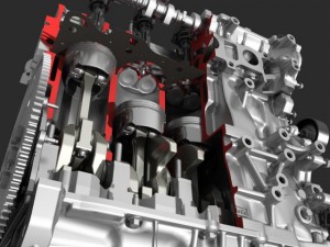 4 cylinder engine block cutaway 3D Модель