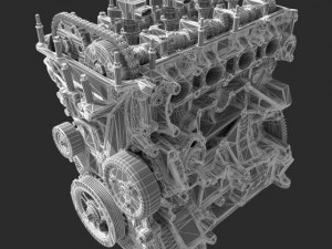 4 cylinder engine block cutaway 3D Model