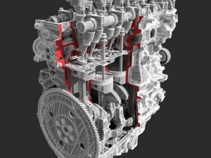 4 cylinder engine block cutaway 3D Модель