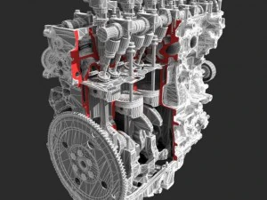4 cylinder engine block cutaway 3D Model
