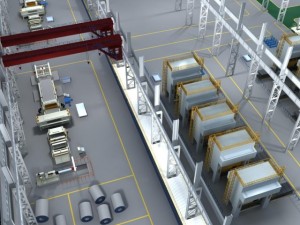 factory interior scene and equipment 3D 模型