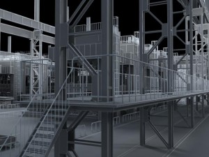 factory interior scene and equipment 3D 模型