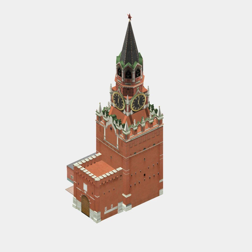 moscow kremlin spasskaya tower 3D Model .c4d .max .obj .3ds .fbx .stl .blend 