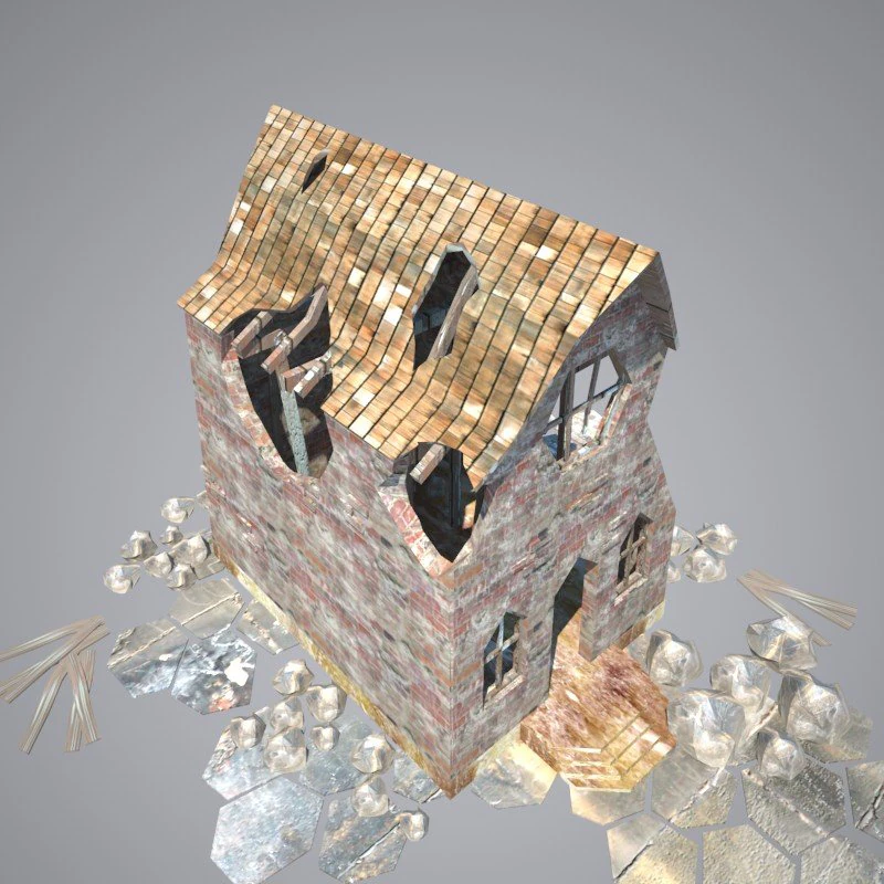 ruined house 001 3D Model .c4d .max .obj .3ds .fbx .stl .blend 