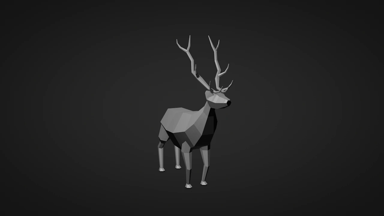 Low Poly Deer 3D Model .c4d .max .obj .3ds .fbx .stl .blend 