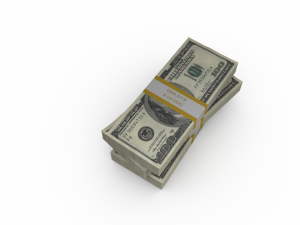 Stack of One Hundred Dollar Bills Model 3D