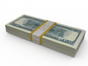 Stack of One Hundred Dollar Bills Model 3D