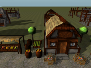 old style building set Model 3D