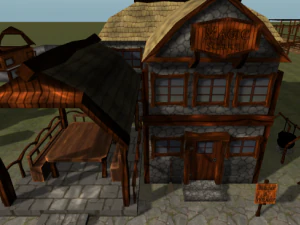 old style building set 3D Model
