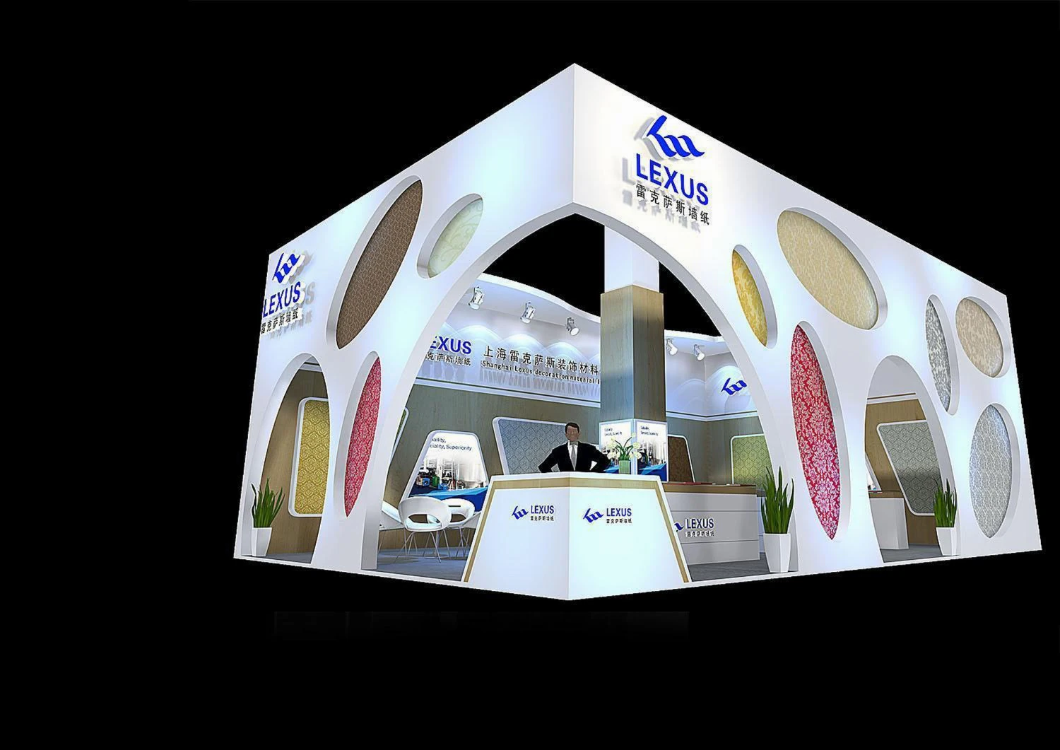 exhibition area 12x83dmax2009 3D Model .c4d .max .obj .3ds .fbx .stl .blend