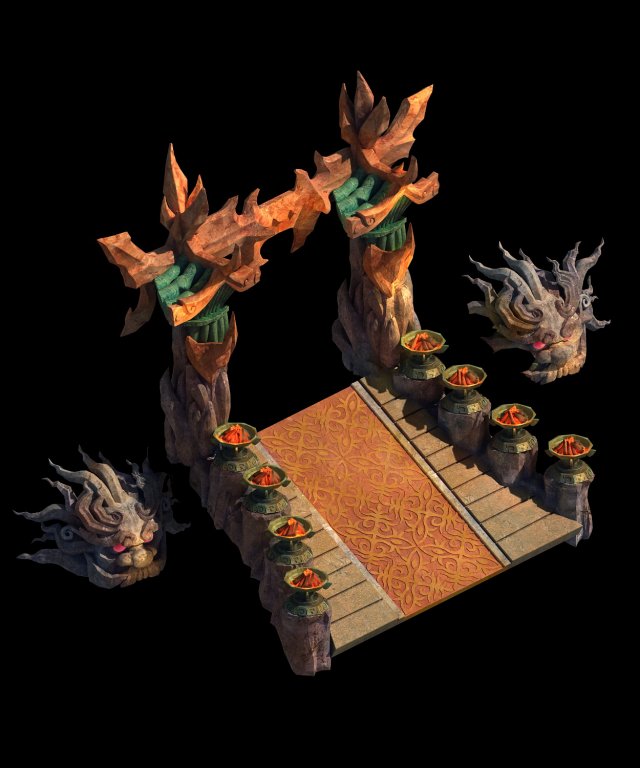 built on cliff religious altar zoroastrianism port Modelo 3D .c4d .max .obj .3ds .fbx .stl .blend 