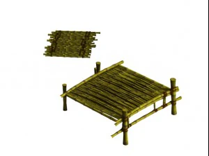 model permainan - pemandangan pulau campanula - jembatan bambu Model 3D