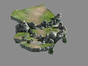 model permainan - pemandangan pulau campanula - sto gunung Model 3D