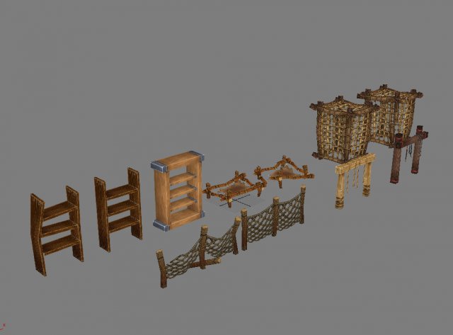 game model - ladder fire barrel bottle box basket 3D-Modell .c4d .max .obj .3ds .fbx .stl .blend 