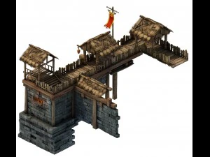 game model - prairie scene - black wind village do 3D Model