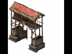 game model - prairie scene - black wind village ga 3D Model