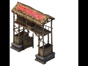 game model - prairie scene - black wind village ga 3D Model