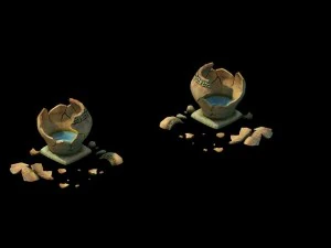 game model - prairie scene - broken tank 01 3D Model