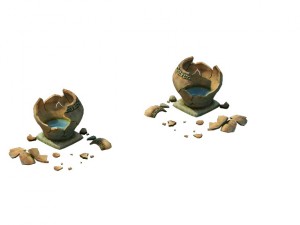 game model - prairie scene - broken tank 01 Model 3D