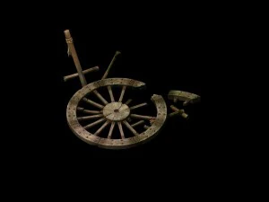 game model - prairie scene - broken wheel 01 3D Model