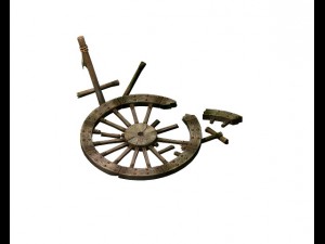 game model - prairie scene - broken wheel 01 3D Model