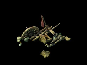 game model - prairie scene - broken wheel 02 01 3D Model