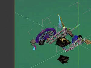 game model - prairie scene - broken wheel 02 01 3D Model
