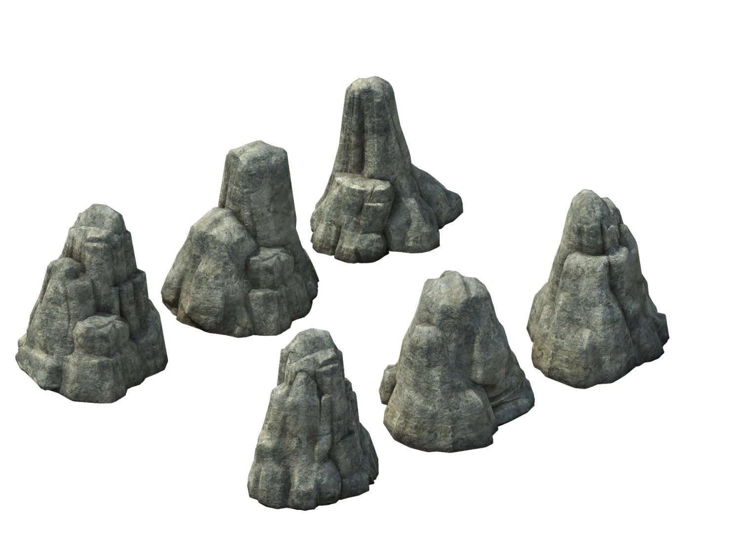 game model - prairie scene - grass stone 01 3D Model .c4d .max .obj .3ds .fbx .stl .blend 